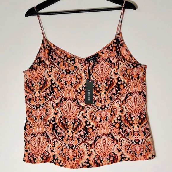 Cotton On Tops - Cotton On Orange &Tan Paisley Print Camisole Sz:L